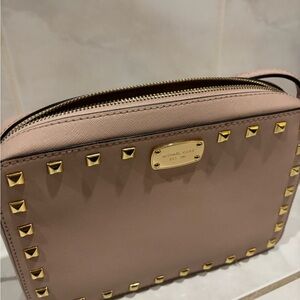 Michael Kors Blush Crossbody Bag with Gold Studs